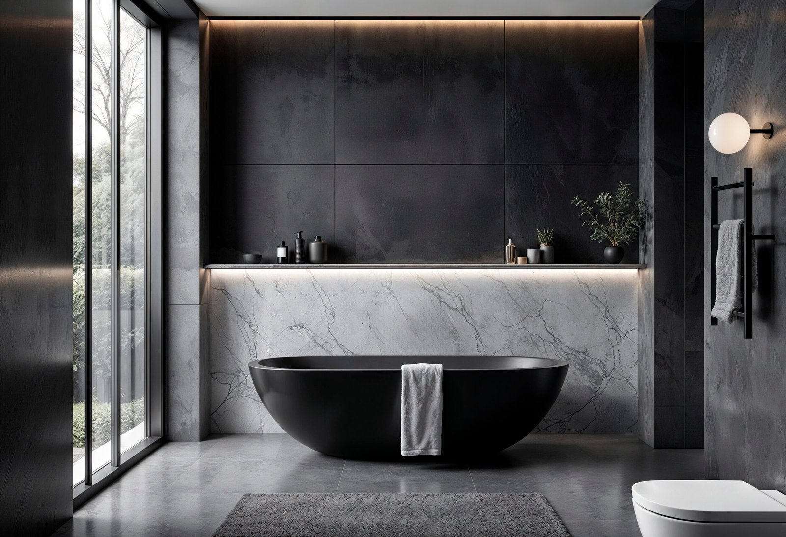 modern black marble bathroom design
